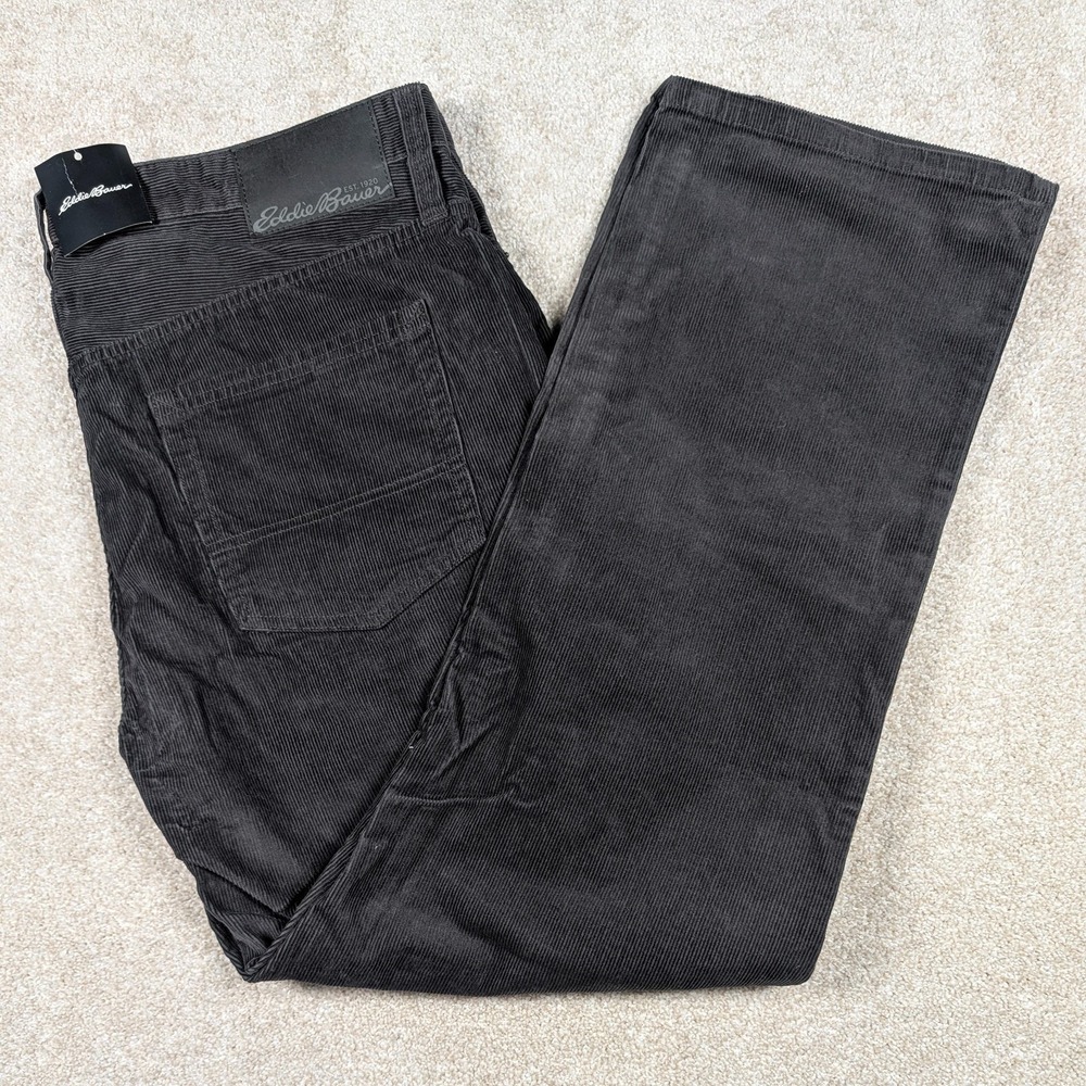 Eddie Bauer Pants‎ Mens 40x30 Gray Corduroy Mr Eddie's Faultline 5 Pocket Casual